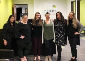 TERRA's Beaverton Team - six of the Beaverton staff pose for a photo in their new lobby