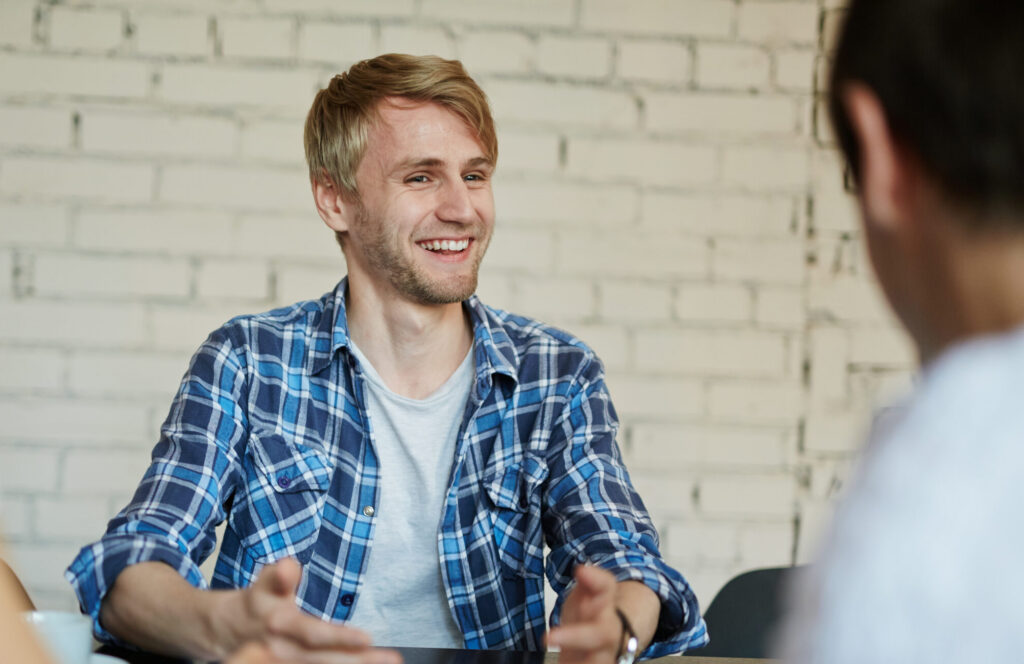 Employee interviewing for a job with Recruiter