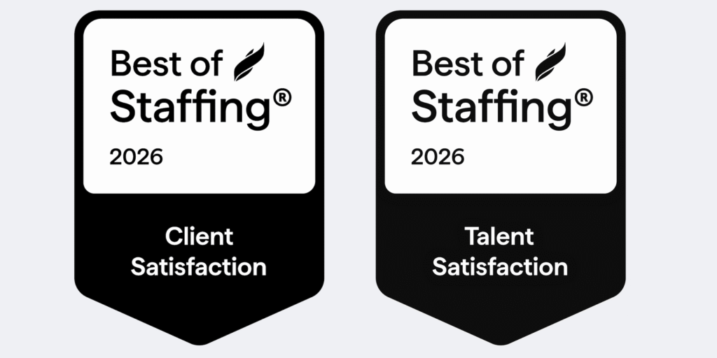 Best of Staffing 2026 badges for Client Satisfaction and Talent Satisfaction